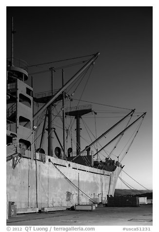 SS Red Oak Victory ship, Shipyard No 3, World War II Home Front National Historical Park. Richmond, California, USA (black and white)