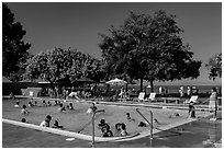 Public swimming pool, McNears Beach County Park. San Pablo Bay, California, USA ( black and white)