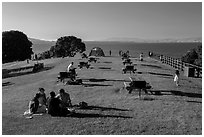 Grassy picnic area, China Camp State Park. San Pablo Bay, California, USA (black and white)