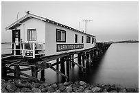 Marin Rod and Gun Club pier. San Pablo Bay, California, USA (black and white)