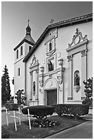 Santa Clara University Mission Santa Clara de Asis. Santa Clara,  California, USA (black and white)