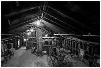 Attic, John Muir Home, John Muir National Historic Site. Martinez, California, USA ( black and white)