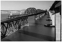 Benicia-Martinez bridges over Carquinez Strait. Martinez, California, USA (black and white)