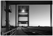 Mobile bridge at dusk, Mare Island, Vallejo. San Pablo Bay, California, USA ( black and white)