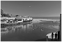 Creek and beach. Capitola, California, USA ( black and white)