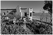 Cottages and beach. Capitola, California, USA ( black and white)