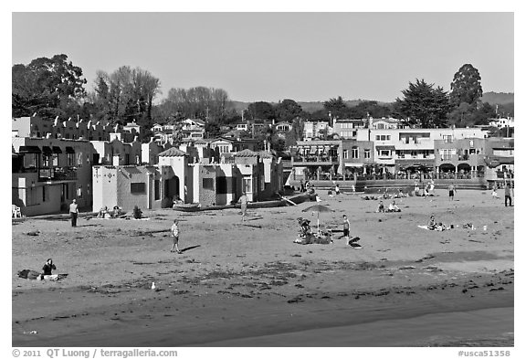 Capitola beach and village. Capitola, California, USA (black and white)