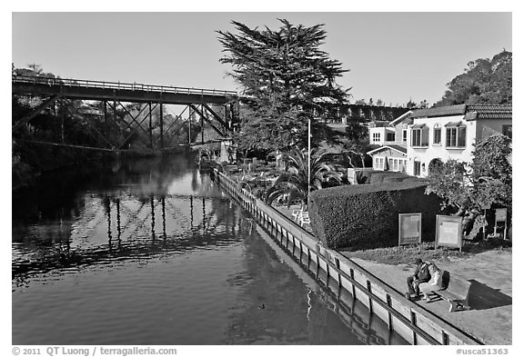 Soquel Creek. Capitola, California, USA (black and white)