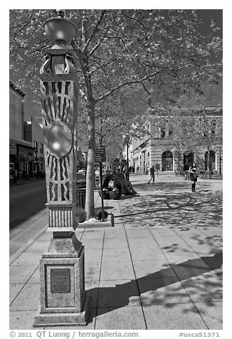 Memorial to earthquake victims. Santa Cruz, California, USA (black and white)