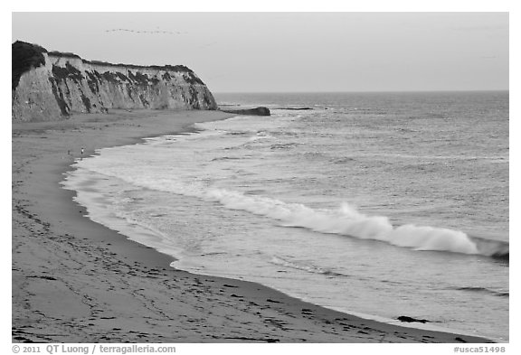 Waddel Creek Beach at sunset. California, USA (black and white)