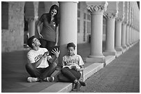 Students on the Quad. Stanford University, California, USA ( black and white)