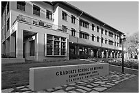 Knight Management Center, Graduate School of Business. Stanford University, California, USA (black and white)