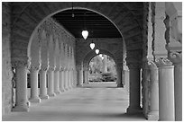 Main Quad hallway. Stanford University, California, USA (black and white)