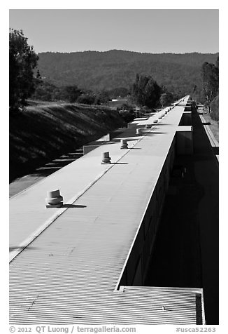Two-mile long linear accelerator. Stanford University, California, USA (black and white)