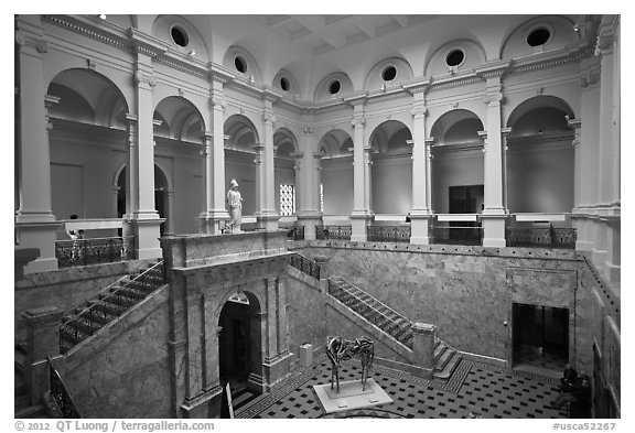 Cantor Arts center interior. Stanford University, California, USA (black and white)