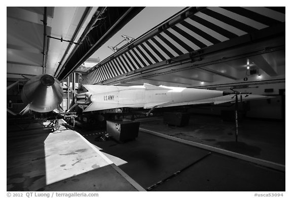Nike Nuclear missiles in storage room. California, USA (black and white)