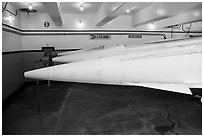 Tips of nuclear-armed Nike missiles. California, USA (black and white)