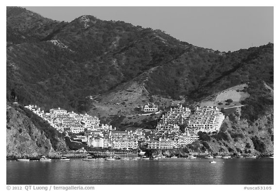 Appartment complex, Catalina Island. California, USA (black and white)