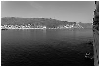 Avalon seen from cruise ship, Catalina Island. California, USA ( black and white)