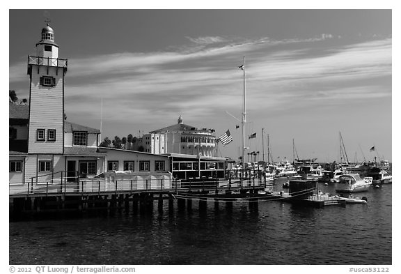 Yacht club and casino, Avalon, Catalina Island. California, USA (black and white)