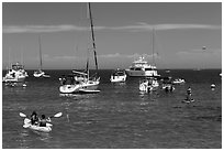 Recreational activities on water, Avalon, Santa Catalina Island. California, USA ( black and white)
