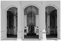 Catalina Casino entrance in Art Deco and Mediterranean Revival, Avalon, Catalina. California, USA ( black and white)