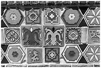 Ceramics on fountain, Avalon Bay, Catalina Island. California, USA ( black and white)