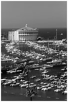 Catalina Casino and harbor, Avalon Bay, Santa Catalina Island. California, USA (black and white)