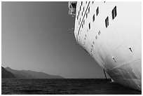 Cruise seen from waterline, Catalina Island. California, USA (black and white)