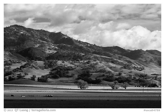 Agricultural lands and hills near King City. California, USA