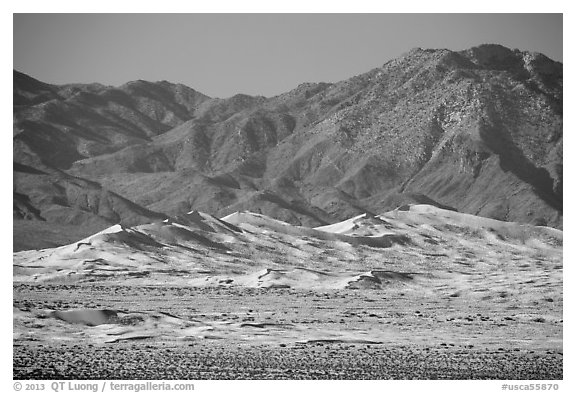 Distant view of Kelso Sand Dunes and Granite Mountains. Mojave National Preserve, California, USA