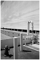 Corner of the Blue Sky Tank, Studios at Paramount. Hollywood, Los Angeles, California, USA ( black and white)