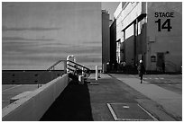 Red carpet and Blue Sky Tank, Paramount Pictures Studios. Hollywood, Los Angeles, California, USA ( black and white)