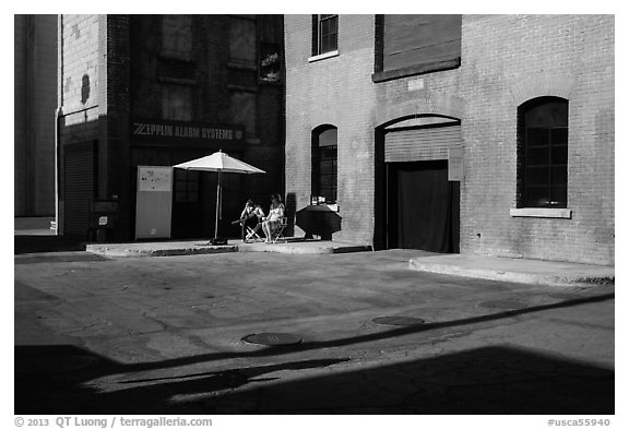 New York backlot, Paramount Pictures Studios. Hollywood, Los Angeles, California, USA (black and white)