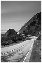 Highway 1 curve. Big Sur, California, USA (black and white)