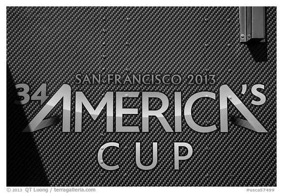 America's cup logo. San Francisco, California, USA (black and white)