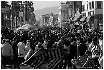 Crowds on Ocean Front Walk. Venice, Los Angeles, California, USA ( black and white)