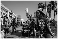 Colorful character on Ocean Front Walk. Venice, Los Angeles, California, USA ( black and white)