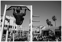Muscle Beach, Ocean Front Walk. Venice, Los Angeles, California, USA ( black and white)