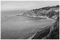 Cove seen from bluffs, Rancho Palo Verdes. Los Angeles, California, USA ( black and white)