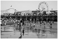 Beach and pier. Santa Monica, Los Angeles, California, USA ( black and white)