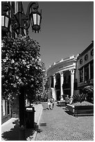 Two Rodeo Drive shopping district. Beverly Hills, Los Angeles, California, USA ( black and white)