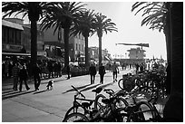 Plaza next to pier in late afternoon, Hermosa Beach. Los Angeles, California, USA ( black and white)