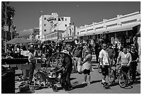 Packed Ocean Walk. Venice, Los Angeles, California, USA ( black and white)