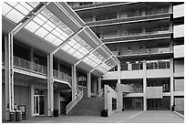 Modern buildings, University of California at Los Angeles, Westwood. Los Angeles, California, USA ( black and white)