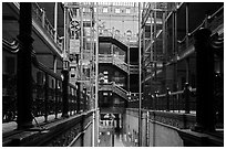 Interior of Bradbury Building. Los Angeles, California, USA ( black and white)