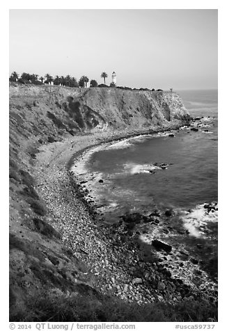 Point Vicente Lighthouse and coastline. Los Angeles, California, USA (black and white)