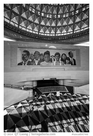 East lobby, Union station. Los Angeles, California, USA (black and white)