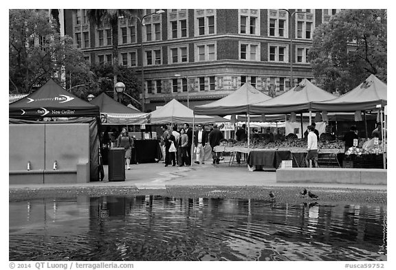 Farmers Market on Pershing Square. Los Angeles, California, USA (black and white)