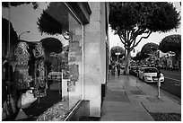 Storefront and downtown street. Santa Monica, Los Angeles, California, USA ( black and white)